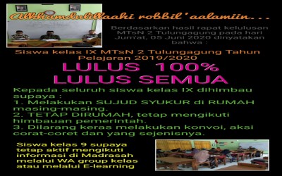 RAPAT KELULUSAN SISWA KELAS IX MTsN 2 TULUNGAGUNG TAHUN 2020